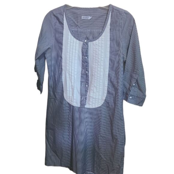 Lark & Wolff Striped Shirt Dress with pleated bib - Picture 4 of 10